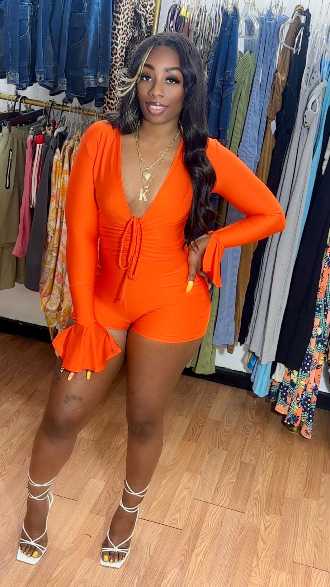 Serious Flirt Romper Orange