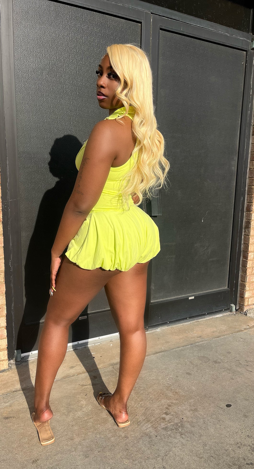 Cotton Candy Romper Lime